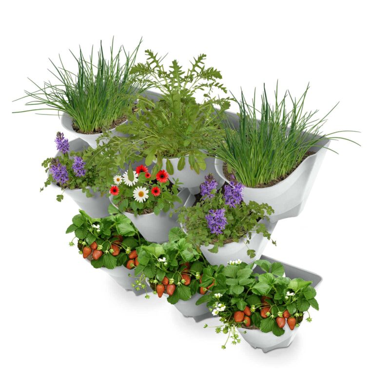18686 Garden Up 3 pot wall stacker concrete grey