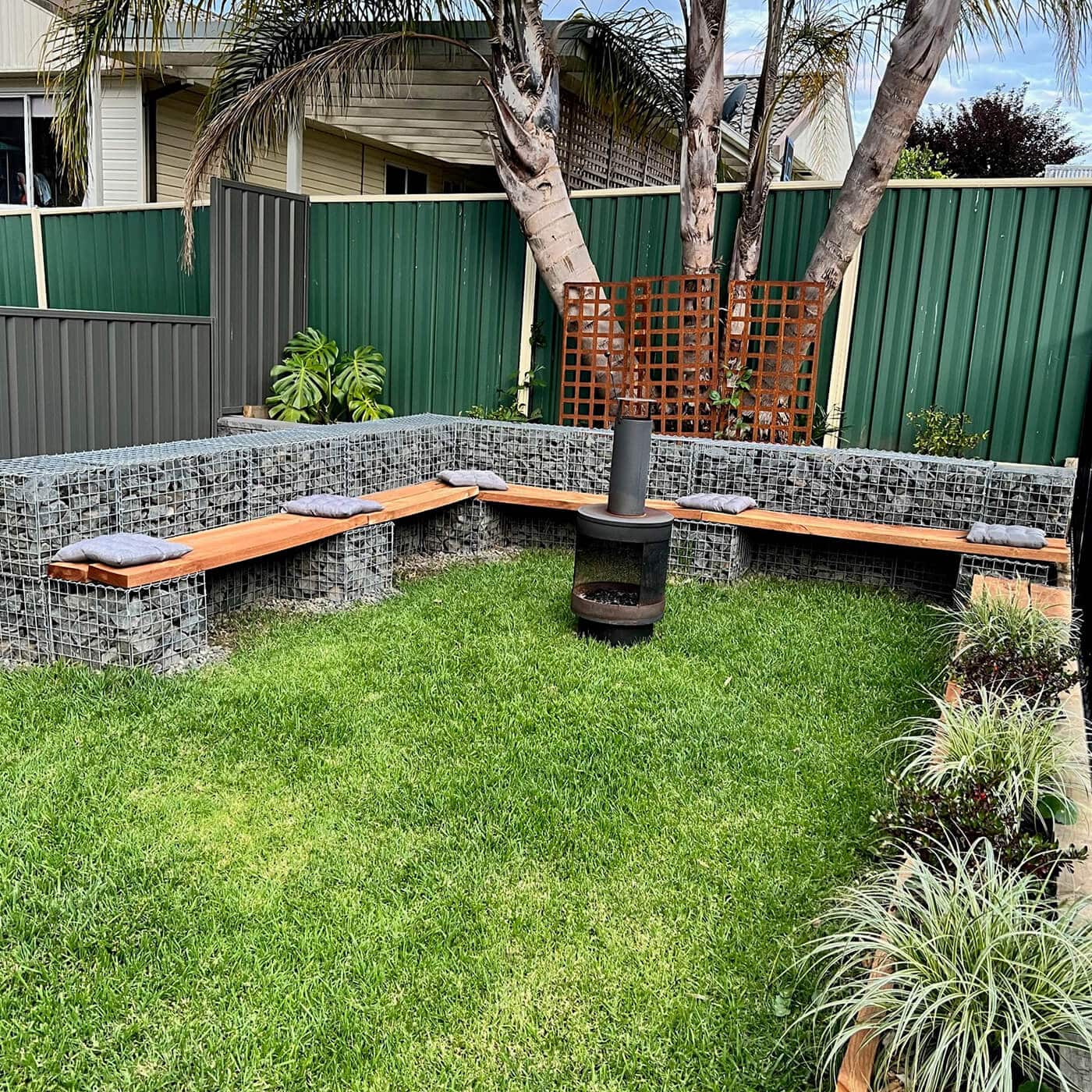 jack garden landscaping Gabions fire pit
