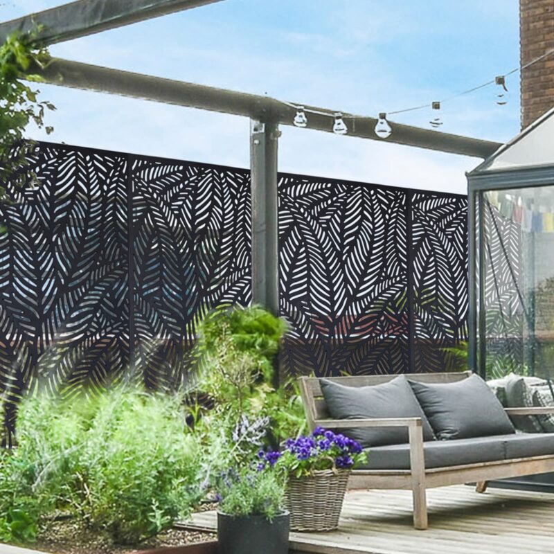 Jack Matrix Decor Screen Ferns Charcoal Privacy Screen