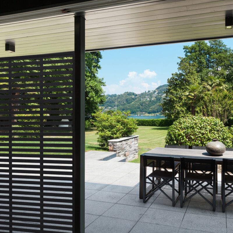 patio divider of a villa, modern furniture, outdoor