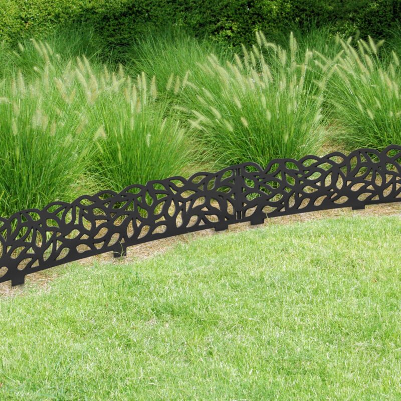 Matrix Garden Edging Falling Leaves 900x150mm Charcoal rounded